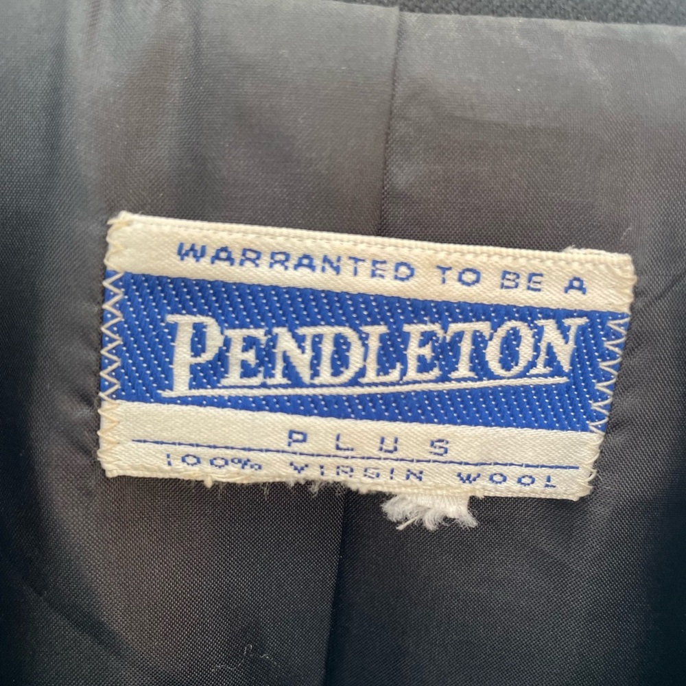 Vintage Pendleton 100% wool blazer blue green plaid black trim classic preppy - Picture 4 of 8